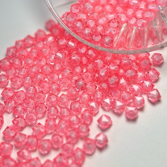100 8mm Pink Crystal Cut Square Acrylic Beads Jewelry Making DIY Crafting Lot - Picture 14 of 16